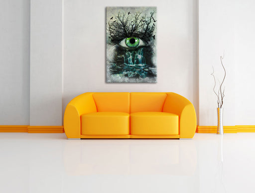 Auge verbunden mit Natur Leinwandbild über Sofa
