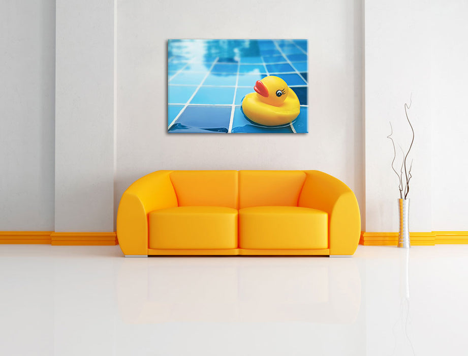 Quietsche Ente im Bad Leinwandbild über Sofa