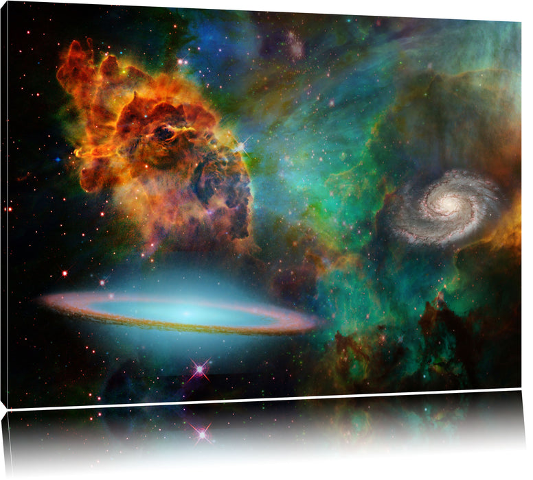 Pixxprint Galaxie mit Sternennebel, Leinwandbild