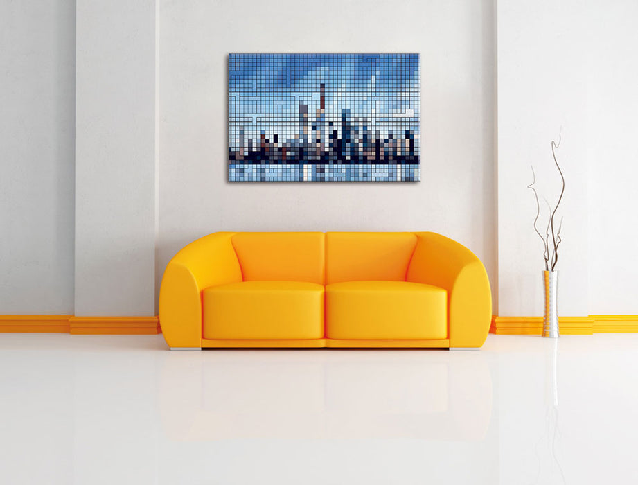 New York Pixel Skyline Leinwandbild über Sofa