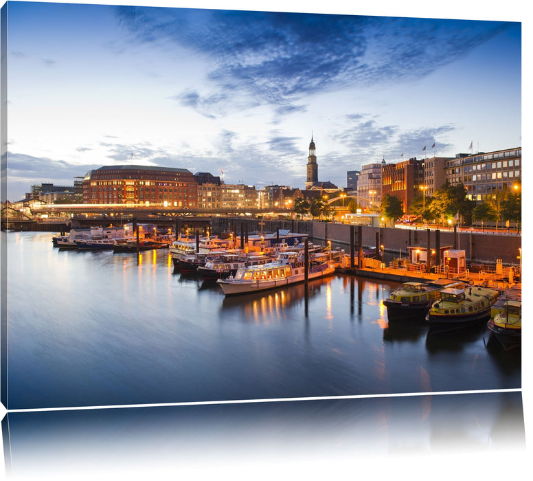 Pixxprint Hamburger Hafen am Abend, Leinwandbild