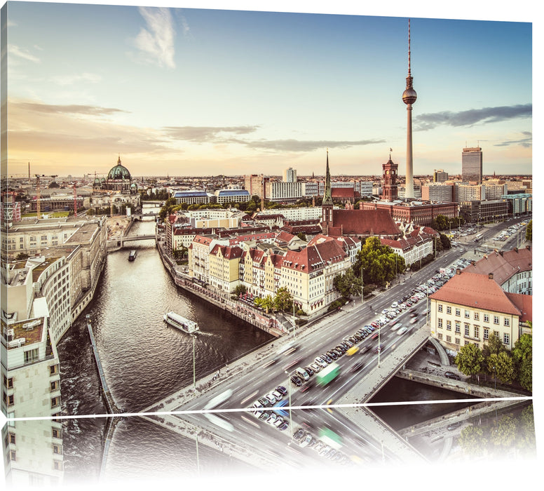 Pixxprint Skyline von Berlin, Leinwandbild