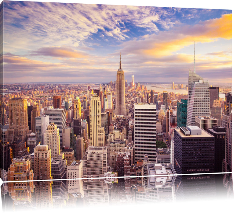 Pixxprint Skyline New York Sonnenuntergang, Leinwandbild