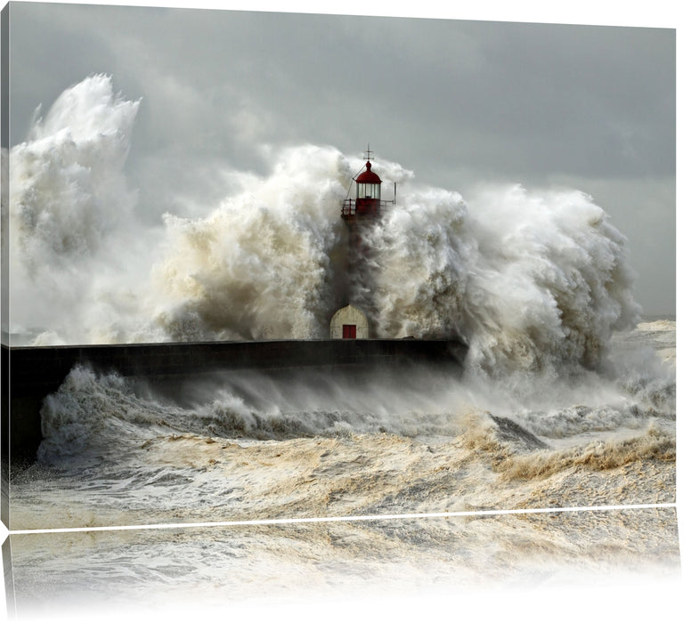 Pixxprint Leuchtturm im Sturm, Leinwandbild