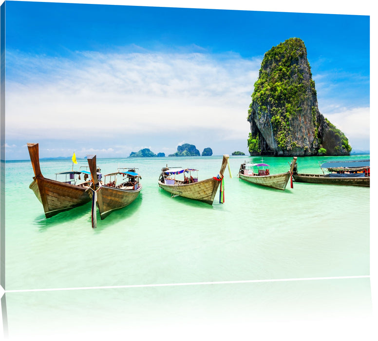 Pixxprint Schöne Boote im Pazifik, Leinwandbild