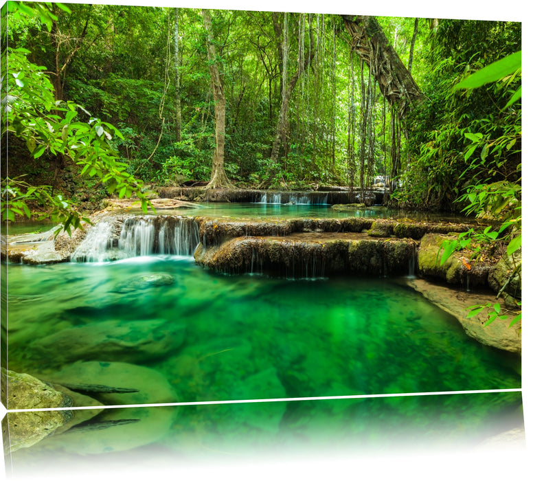 Pixxprint Tropischer Fluss, Leinwandbild