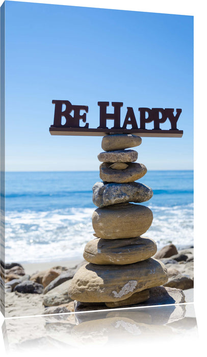 Pixxprint Steinturm am Strand, Leinwandbild