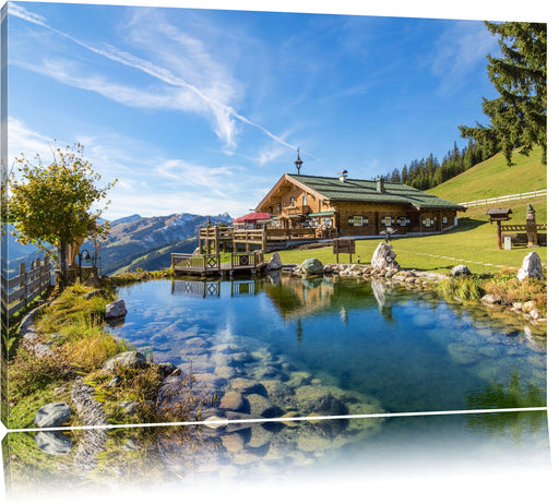 Schönes Haus in den Alpen Leinwandbild