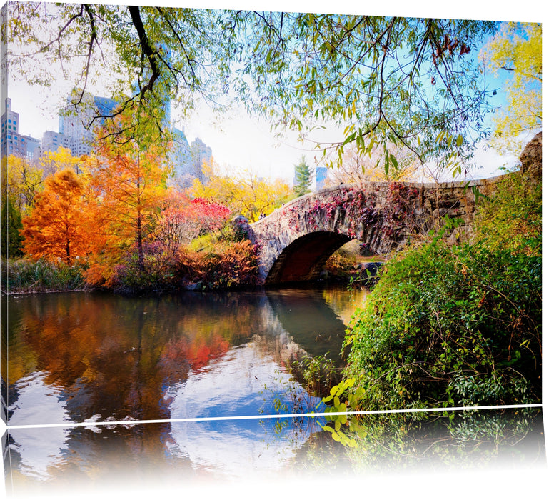 Pixxprint Brücke im Central Park, Leinwandbild