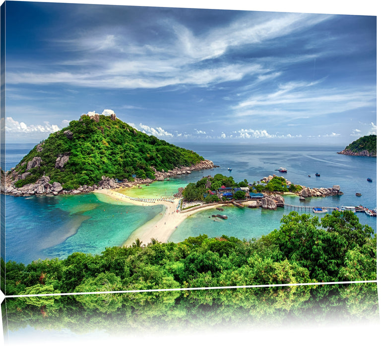 Pixxprint Inselstadt im Pazifik, Leinwandbild