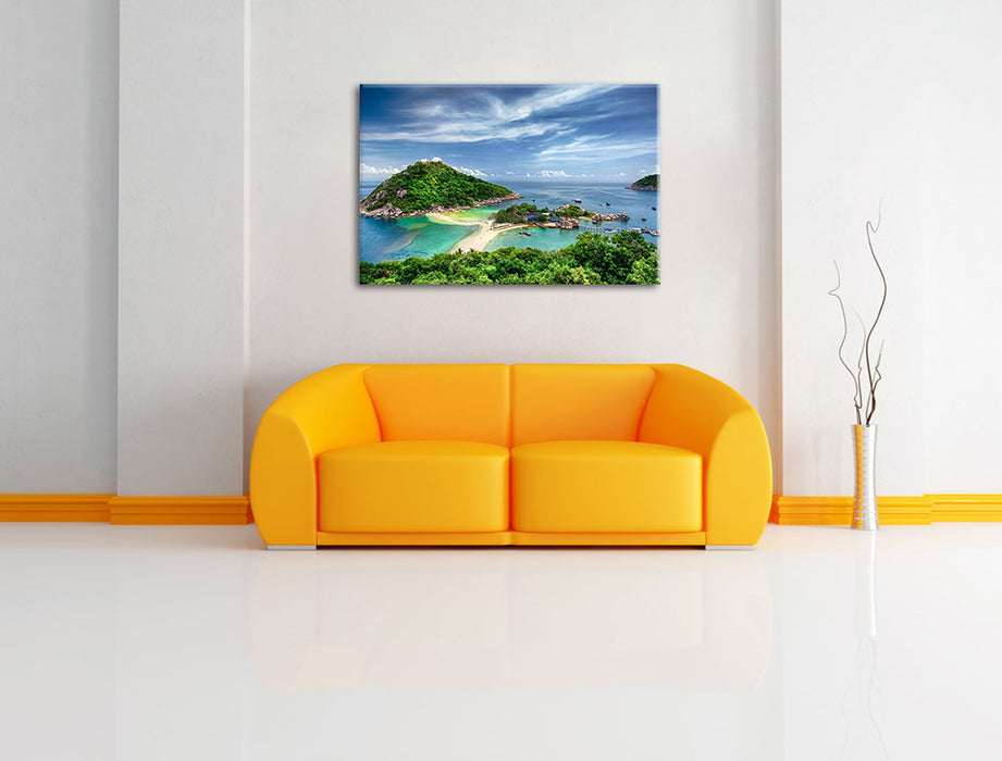 Inselstadt im Pazifik Leinwandbild über Sofa