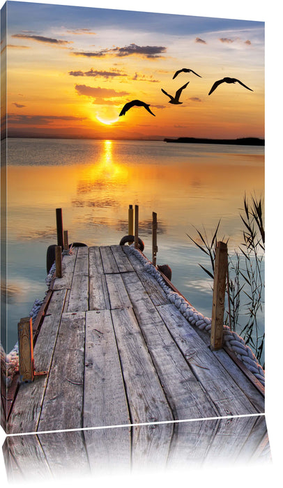 Pixxprint Steg bei Sonnenuntergang, Leinwandbild