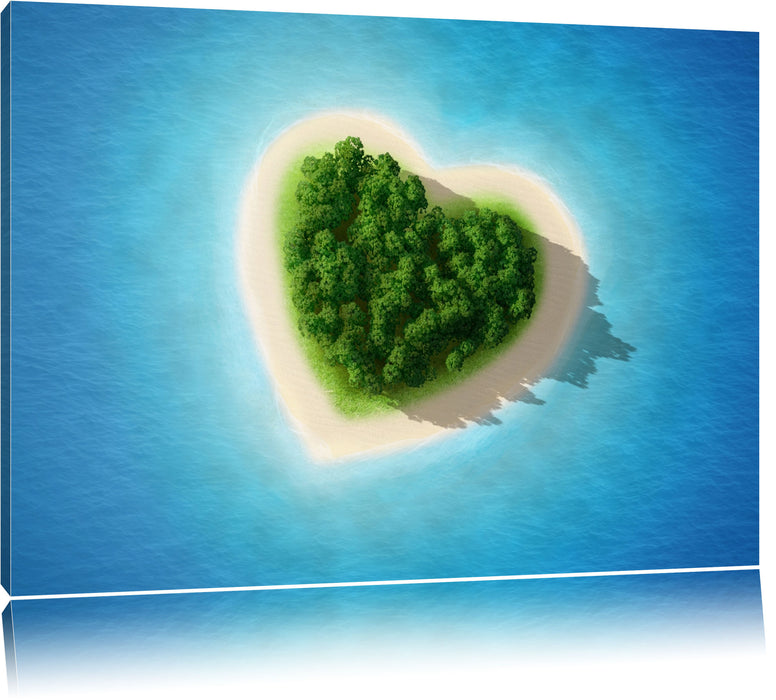 Pixxprint Herzförmige Insel, Leinwandbild