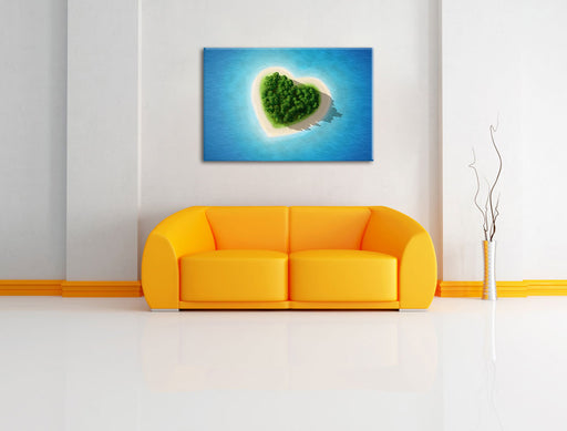 Herzförmige Insel Leinwandbild über Sofa