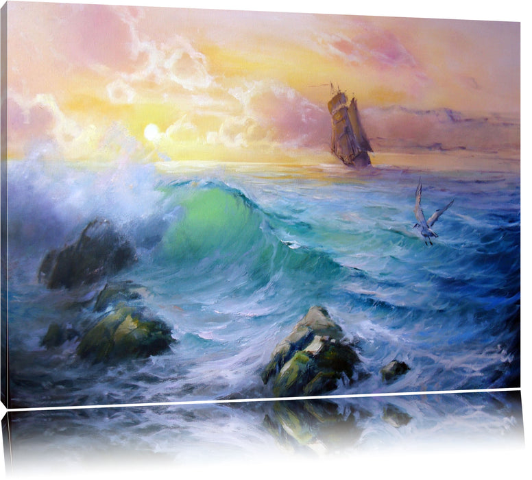 Sturm überm Meer Kunst Leinwandbild