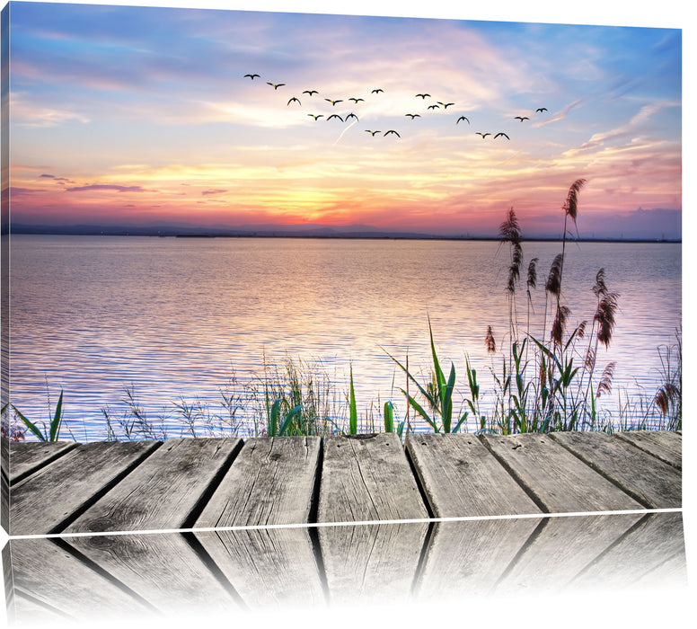 Pixxprint Steg im Meer, Leinwandbild