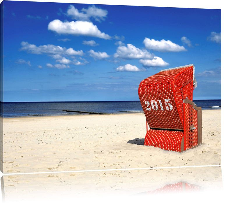 Pixxprint Strandkorb an Nordsee, Leinwandbild