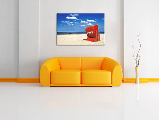 Strandkorb an Nordsee Leinwandbild über Sofa