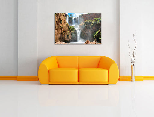 Spektakulärer Wasserfall Leinwandbild über Sofa