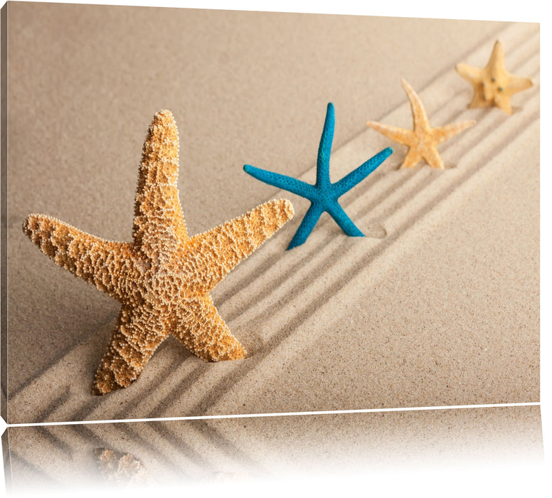 Pixxprint Seesterne im Sand, Leinwandbild