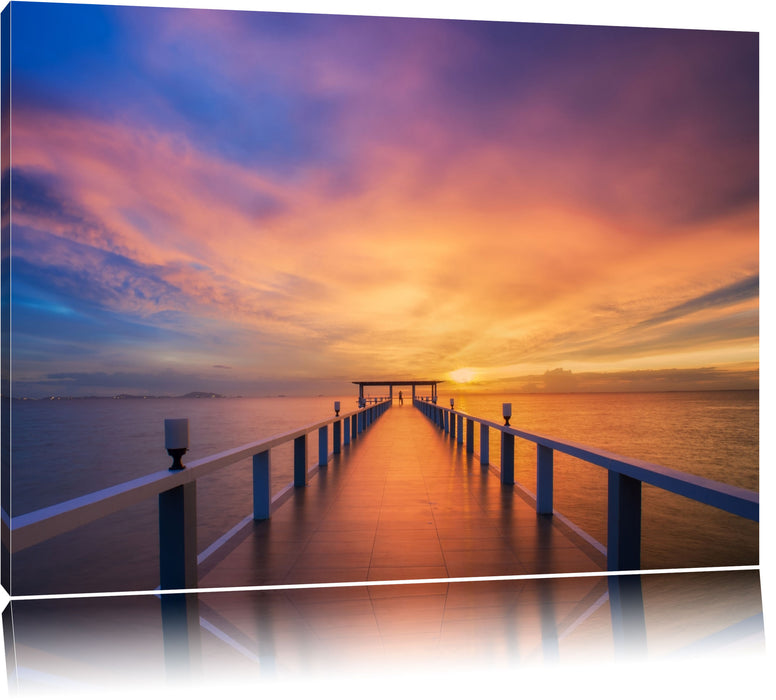 Pixxprint Langer Steg mit verträumtem Himmel, Leinwandbild