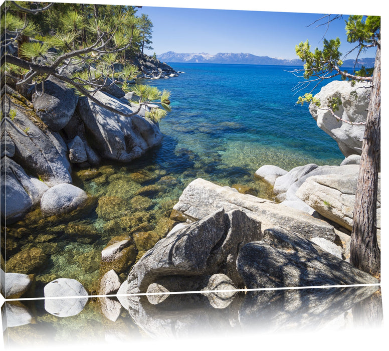 Pixxprint Steinbucht im Mittelmeer, Leinwandbild