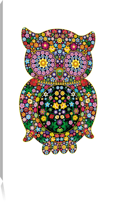 Pixxprint Eule aus Blumen Ornamenten, Leinwandbild