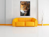 Fauchender Leopard Leinwandbild über Sofa