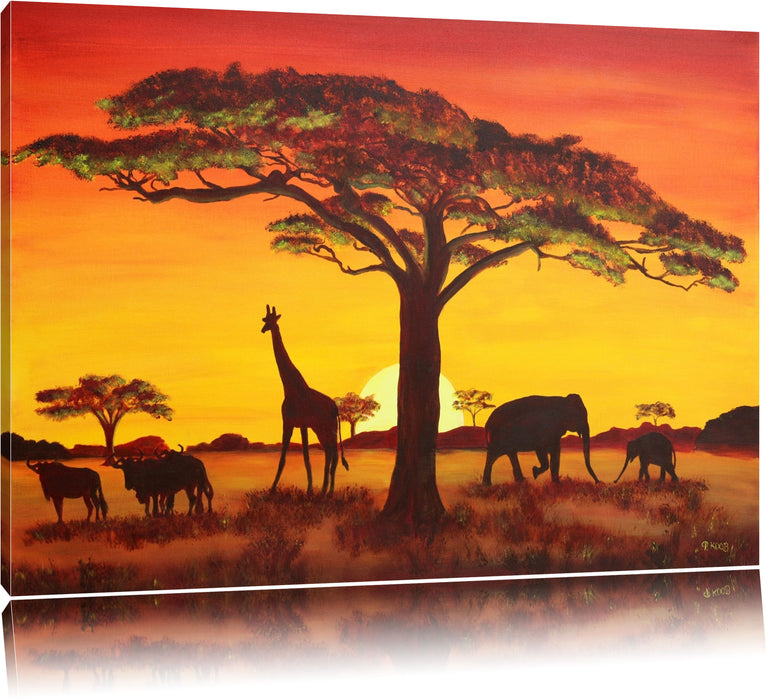 Pixxprint Savanne Kunst, Leinwandbild