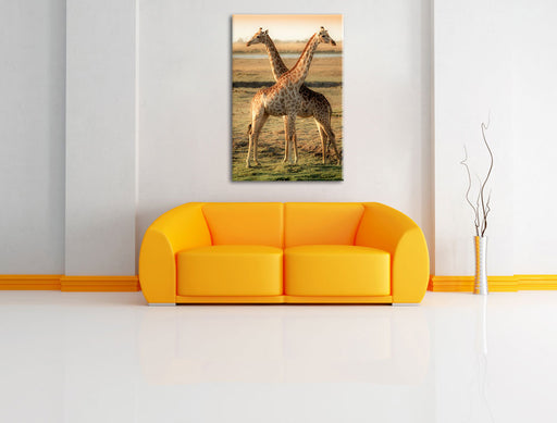 Giraffen Paar Leinwandbild über Sofa