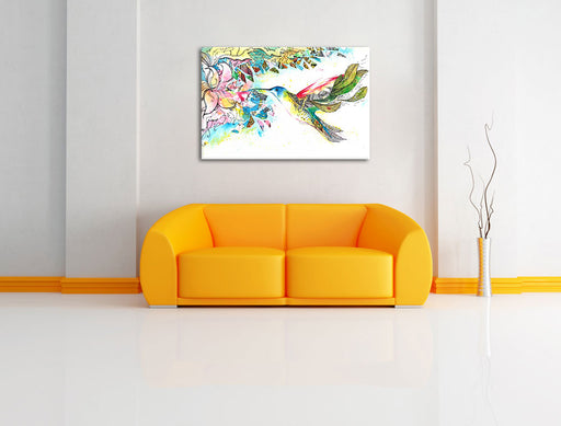 Kolibri Kunst Leinwandbild über Sofa
