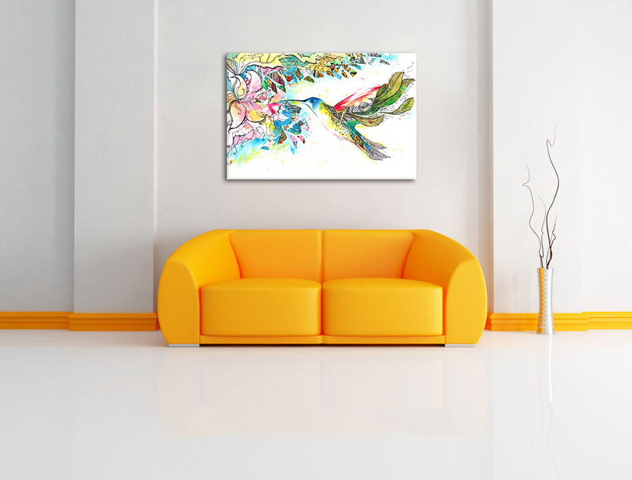 Kolibri Kunst Leinwandbild über Sofa