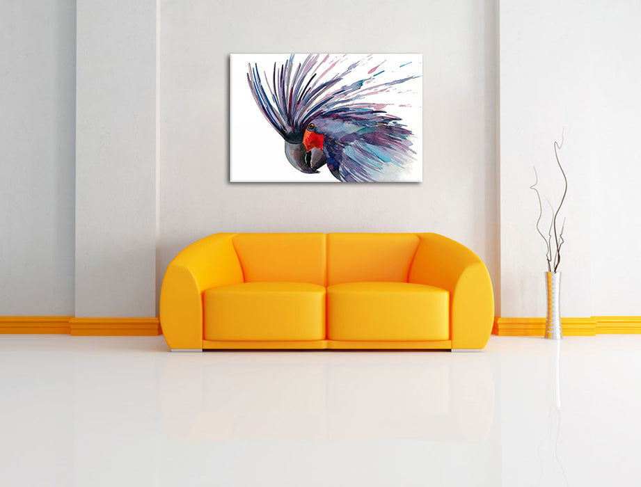 Exotischer Vogel Kunst Leinwandbild über Sofa