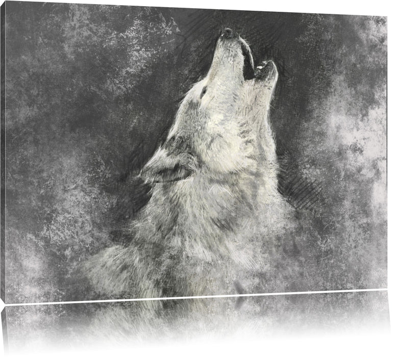 Pixxprint Heulender Wolf Kunst, Leinwandbild