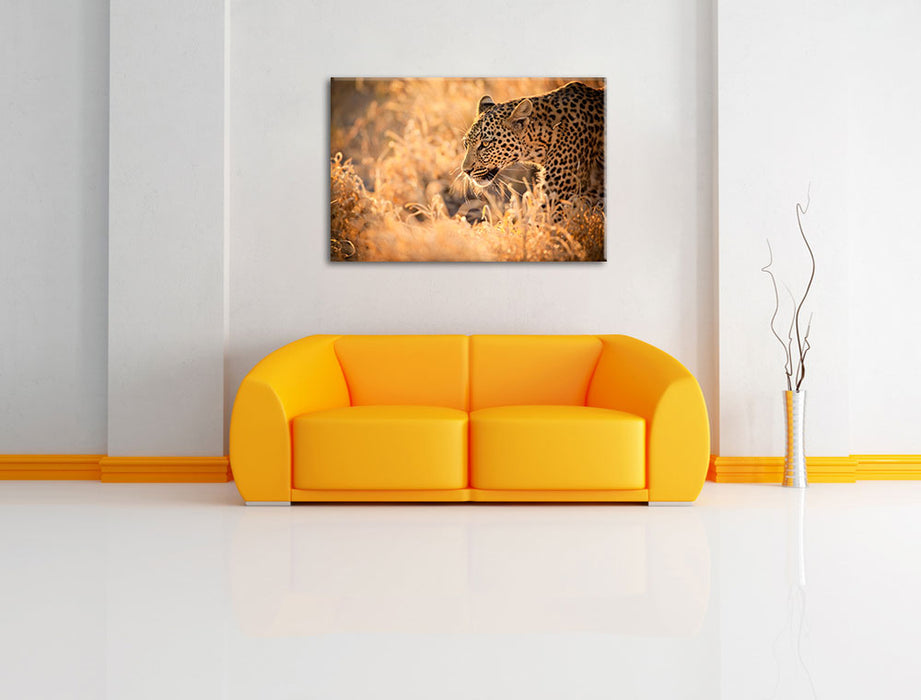 Jagender Leopard Leinwandbild über Sofa