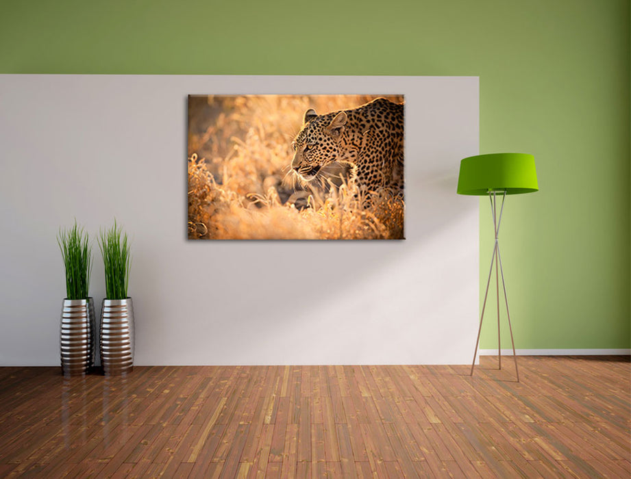 Jagender Leopard Leinwandbild im Flur