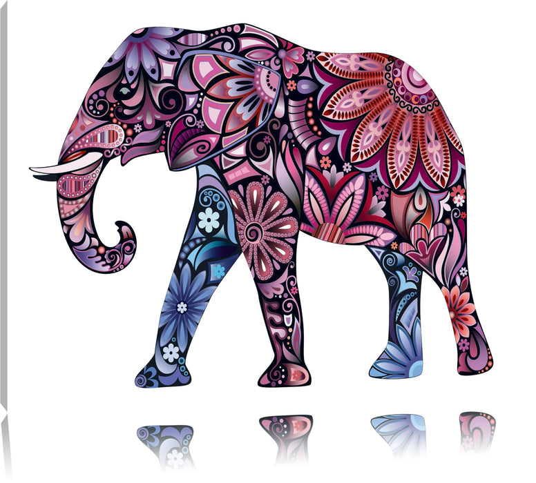 Pixxprint Elefant mit Ornamenten, Leinwandbild
