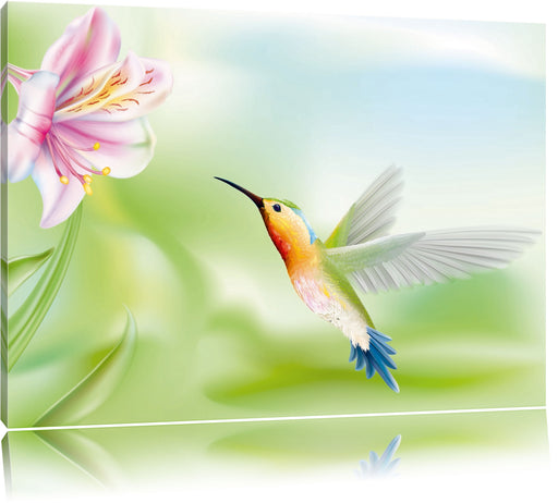 Wunderschöner Kolibri mit Blüte Leinwandbild