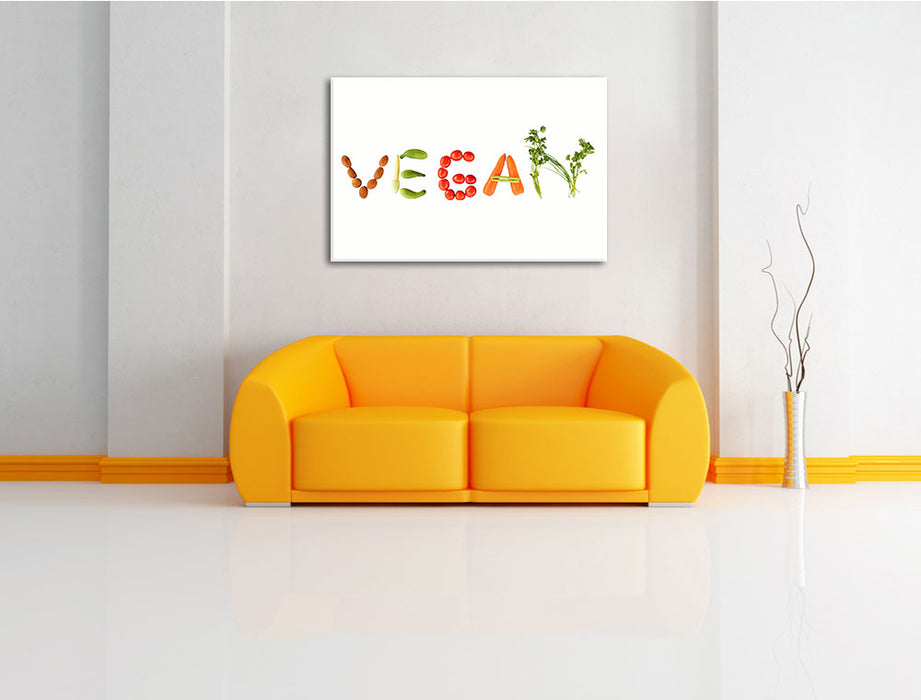 Vegan Gemüse Leinwandbild über Sofa