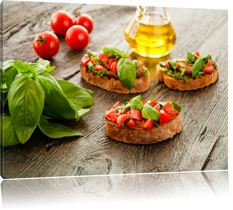 Pixxprint Italienische Bruchetta, Leinwandbild