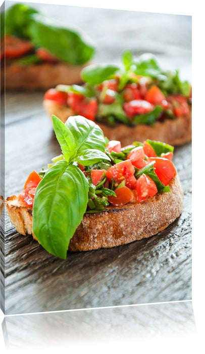 Pixxprint Köstliche Tomaten Bruchetta, Leinwandbild