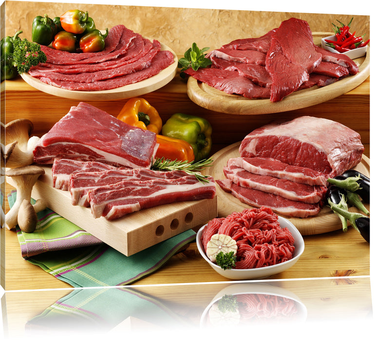 Pixxprint Leckere Fleischplatte, Leinwandbild