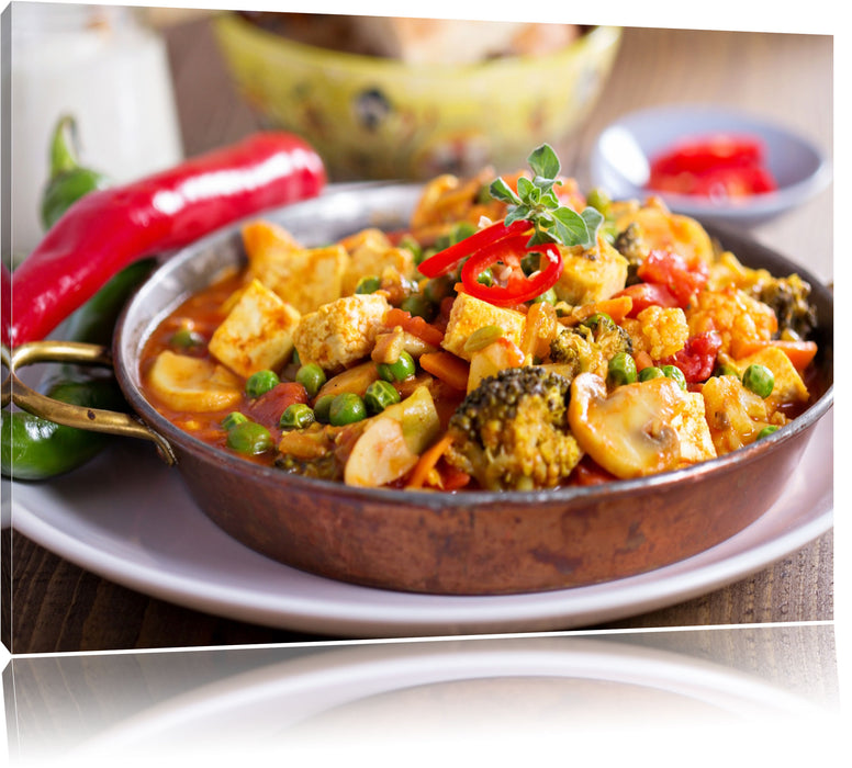 Pixxprint Traumhafte Fleischpfanne, Leinwandbild