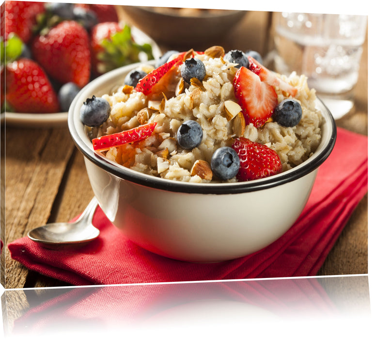 Pixxprint Gesundes Beeren Müsli, Leinwandbild