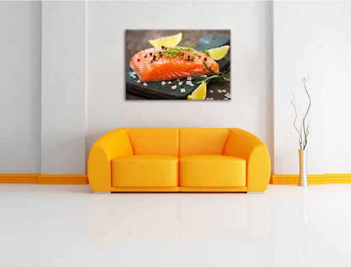 Fangfrisches Seelachsfilet Leinwandbild über Sofa
