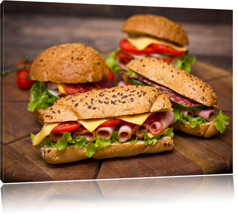 Pixxprint Köstliche Sandwiches, Leinwandbild
