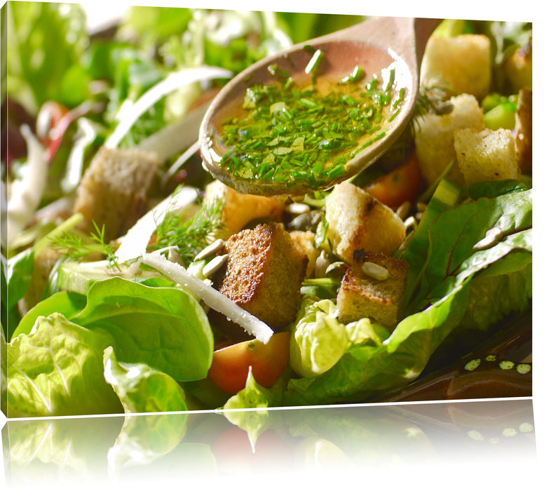 Pixxprint Kräuter Vinaigrette, Leinwandbild