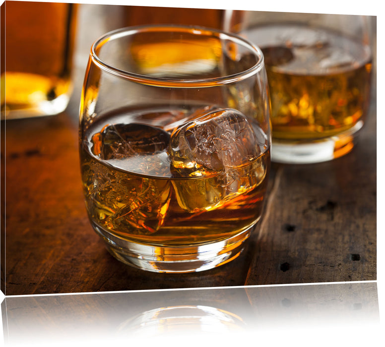 Pixxprint Goldgelber Whiskey, Leinwandbild