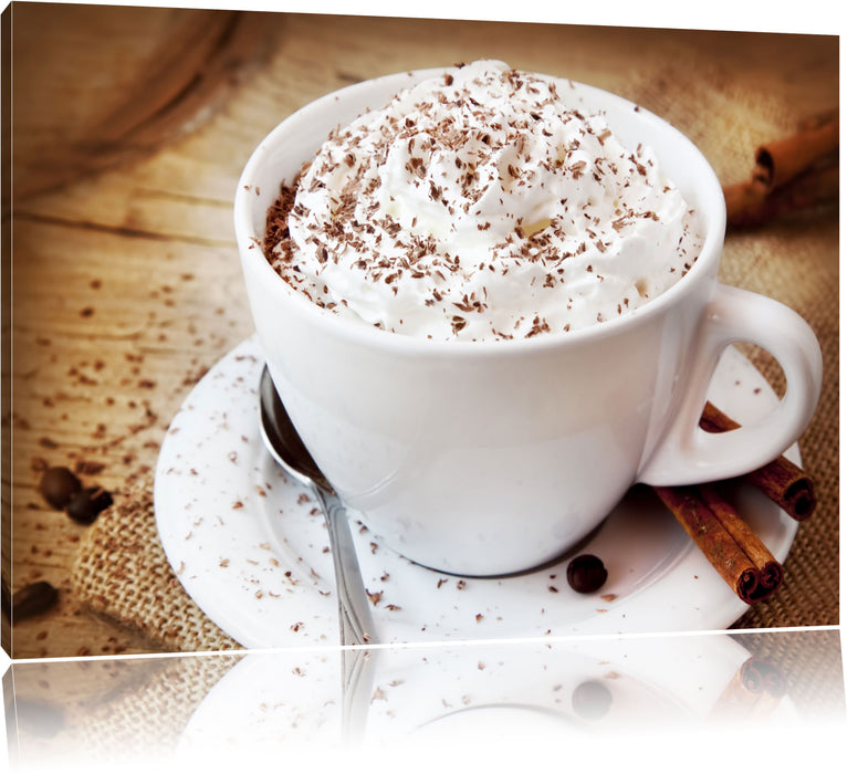 Pixxprint Kaffee mit viel Creme, Leinwandbild