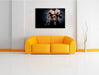 Starker Bodybuilder mit Hantel Leinwandbild über Sofa